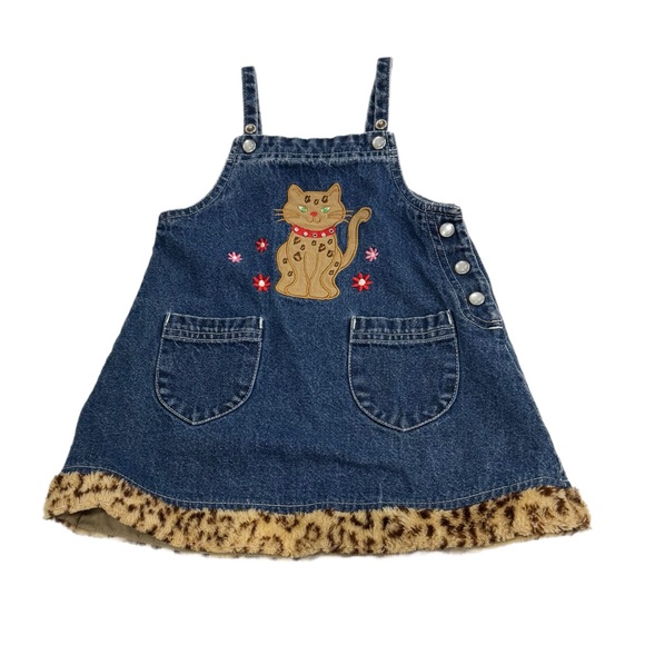 Denim Kids Dress with Cat Design and Faux Fur Trim Size 2T
🌷3/$20🌷 - Picture 1 of 7